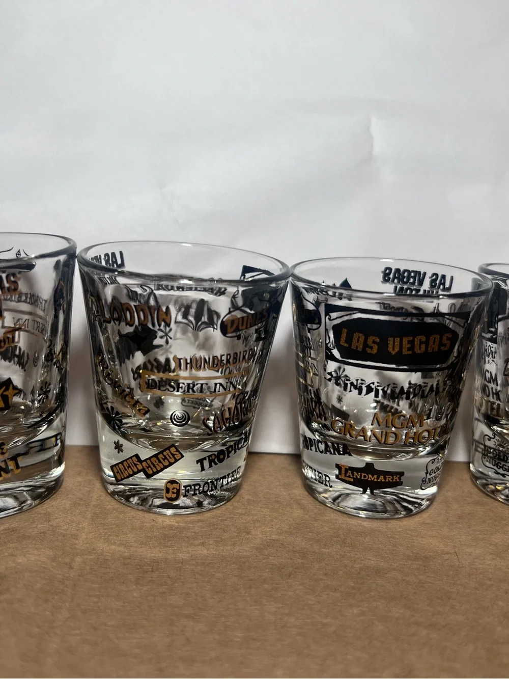 Vintage 70s Las Vegas Landmark Shot Glass - Set of 4